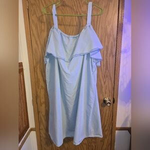 Terra & Sky Blue Off-the-Shoulder Midi Sundress